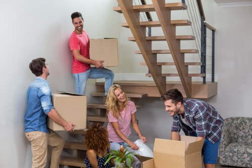 Student removals team loading boxes in Shepherds Bush