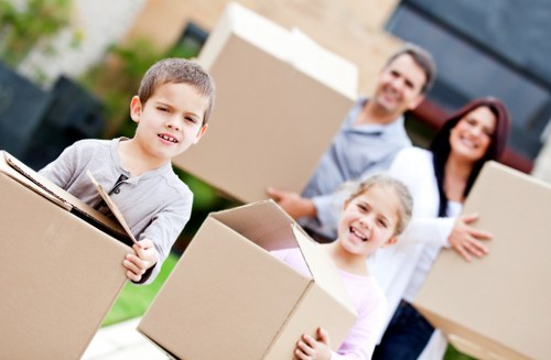 Assorted moving boxes and packing materials for local relocation