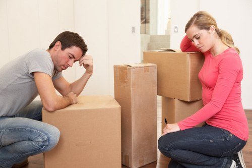 Packed moving boxes and home contents ready for transport